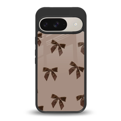 Brown Bow back phone cover | glass case for google pixel 9