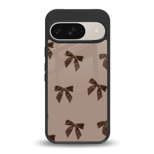 Brown Bow back phone cover | glass case for google pixel 9