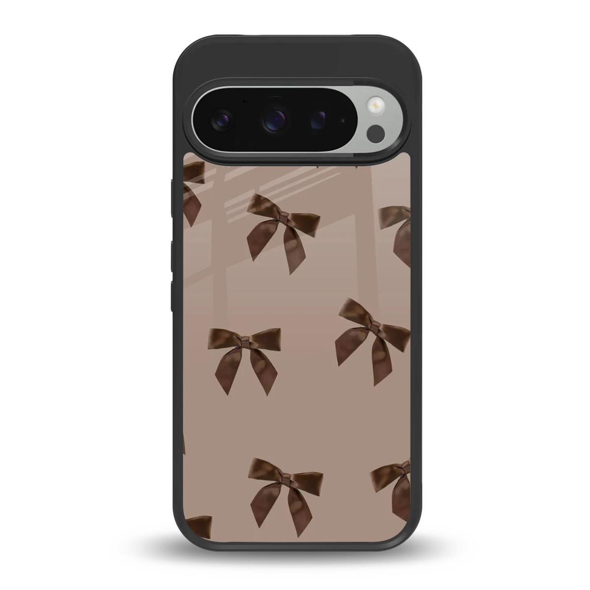 Brown Bow back phone cover | glass case for google pixel 9 pro