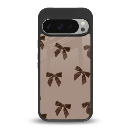 Brown Bow back phone cover | glass case for google pixel 9 pro