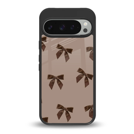 Brown Bow back phone cover | glass case for google pixel 9 pro