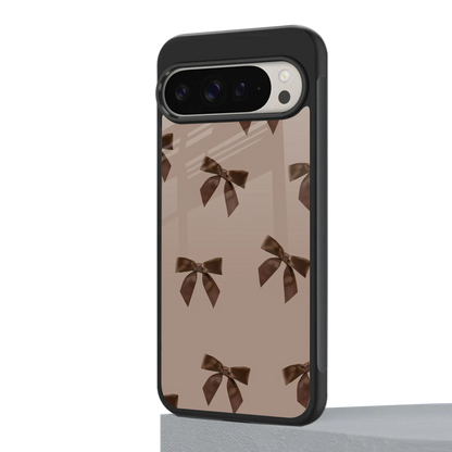 Brown Bow google pixel 9 pro mobile cover | shockproof glass phone case