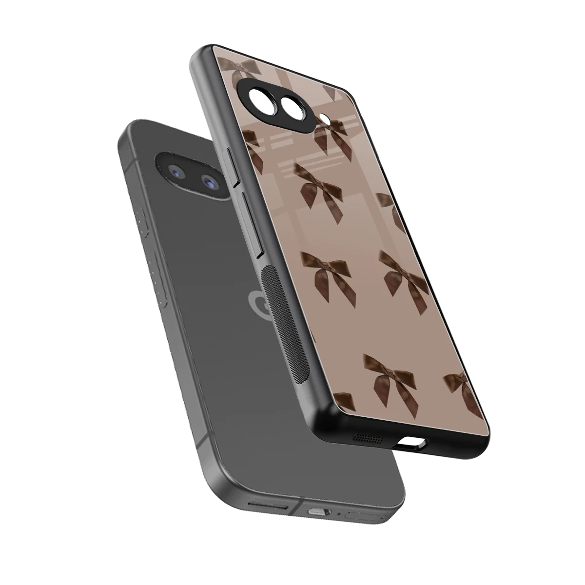 Brown Bow sleek google pixel 10a cover with tempered glass back and TPU edges