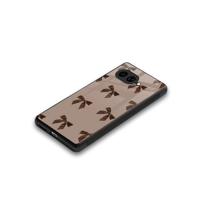 Brown Bow stylish phone case for google pixel 10a | glossy glass and slim fit