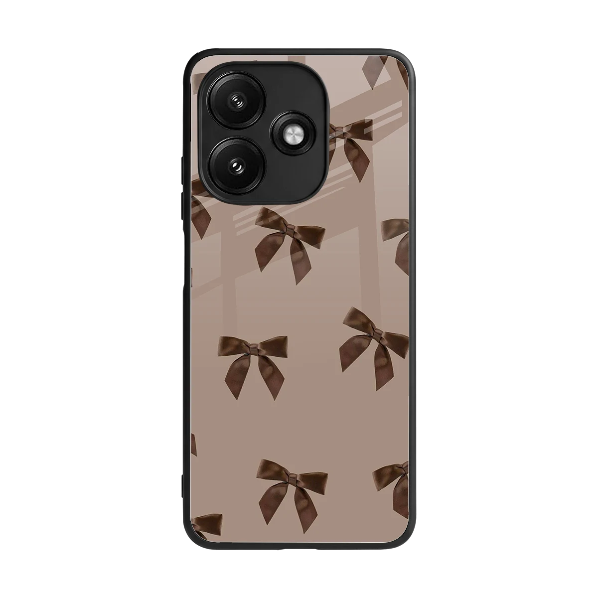 Brown Bow back phone cover | glass case for redmi 12 5g