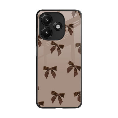 Brown Bow back phone cover | glass case for redmi 12 5g