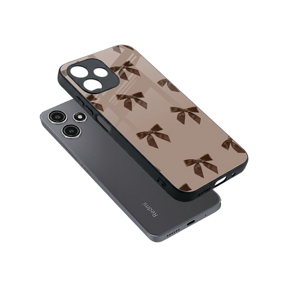Brown Bow sleek redmi 12 5g cover with tempered glass back and TPU edges