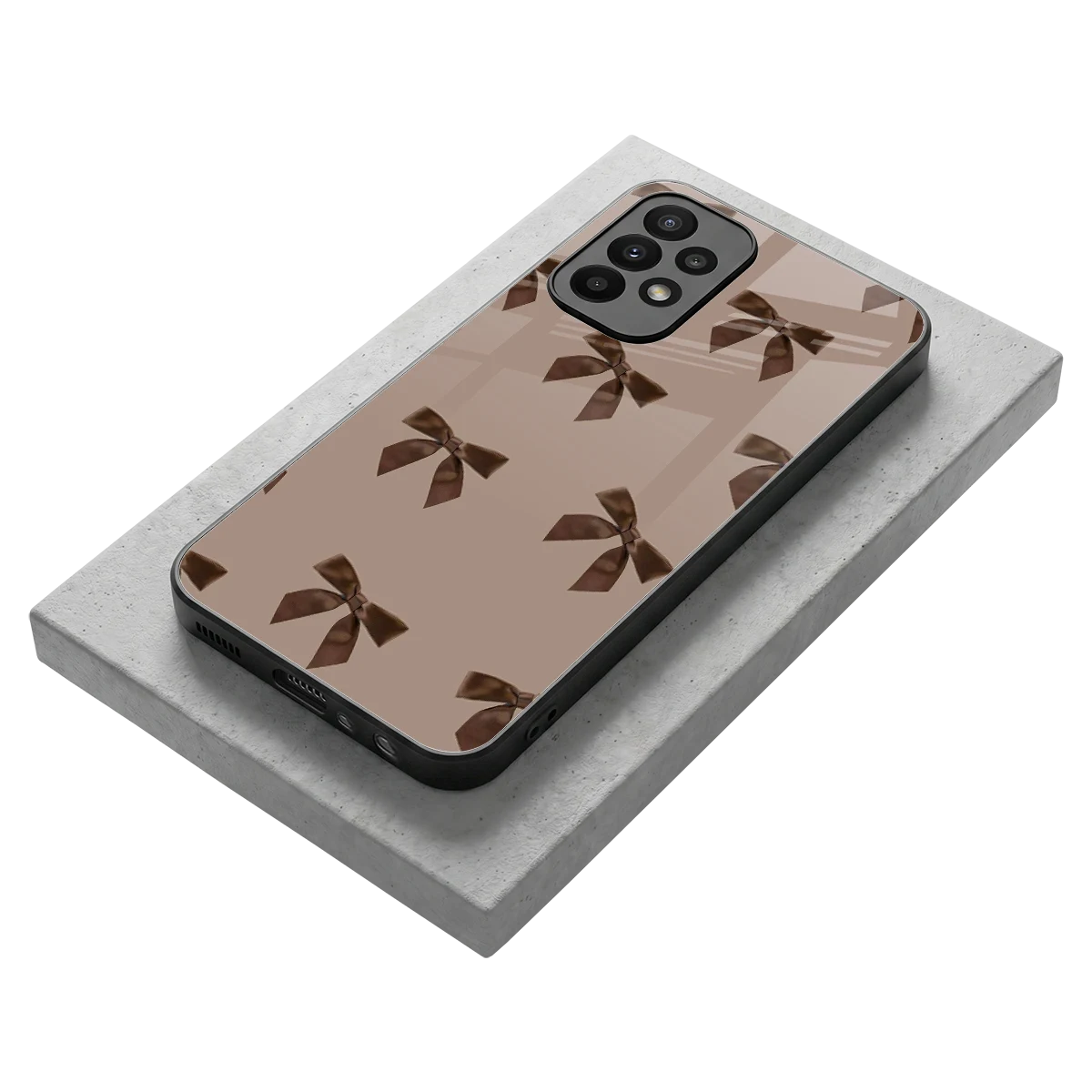 Brown Bow stylish phone case for samsung galaxy a23 | glossy glass and slim fit