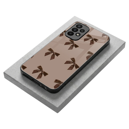 Brown Bow stylish phone case for samsung galaxy a23 | glossy glass and slim fit