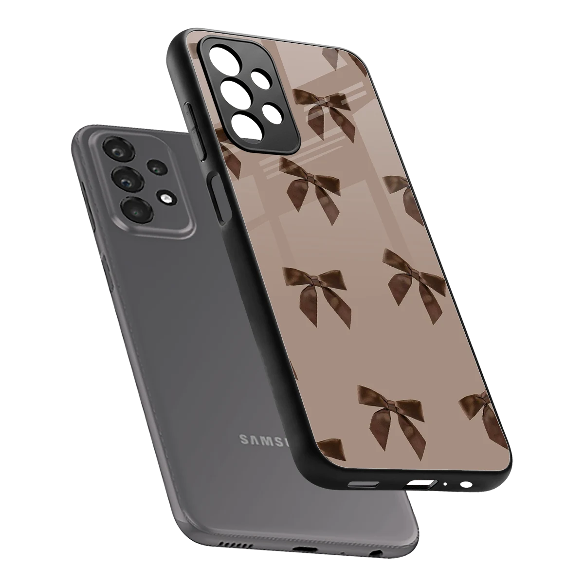 Brown Bow sleek samsung galaxy a23 cover with tempered glass back and TPU edges