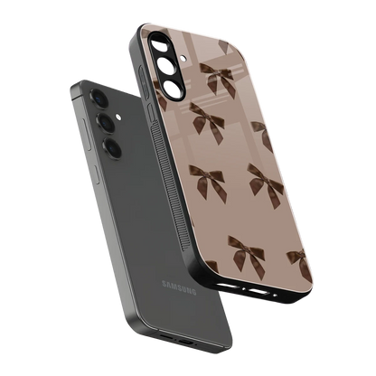 Brown Bow sleek samsung galaxy m35 5g cover with tempered glass back and TPU edges