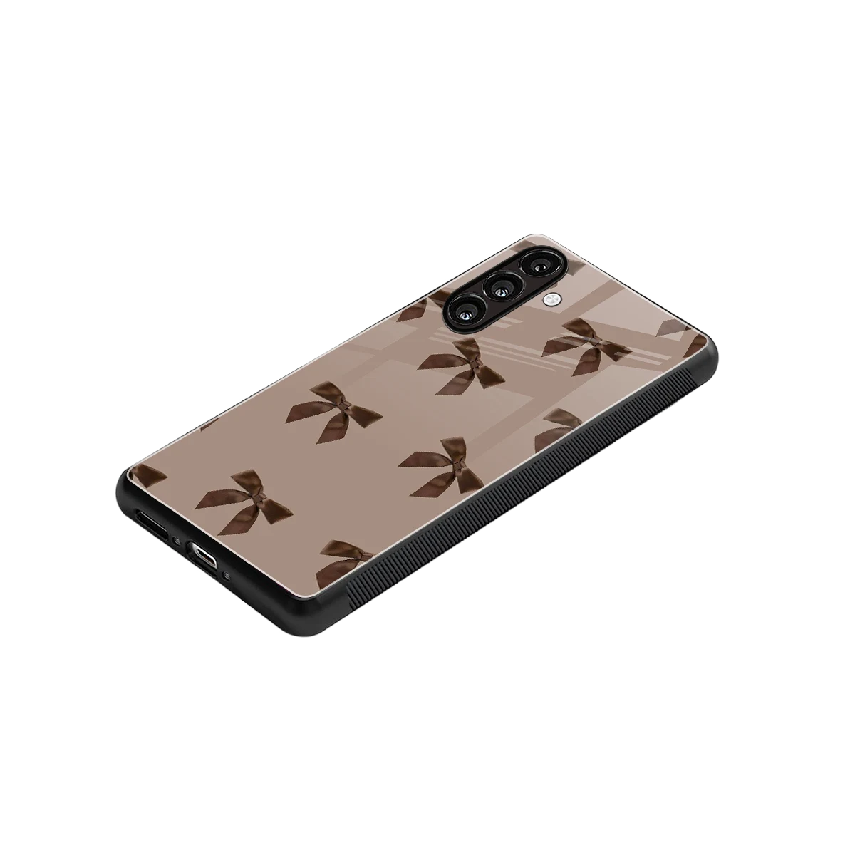 Brown Bow stylish phone case for samsung galaxy m35 5g | glossy glass and slim fit