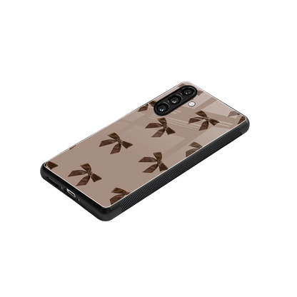 Brown Bow stylish phone case for samsung galaxy m35 5g | glossy glass and slim fit