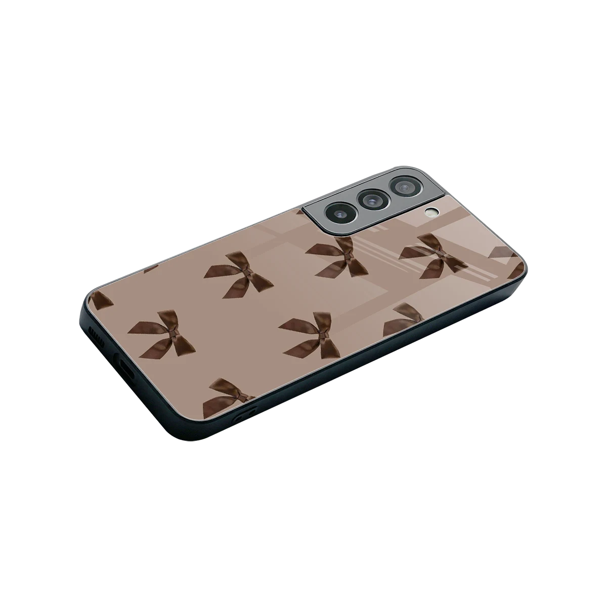 Brown Bow stylish phone case for samsung galaxy s22 | glossy glass and slim fit