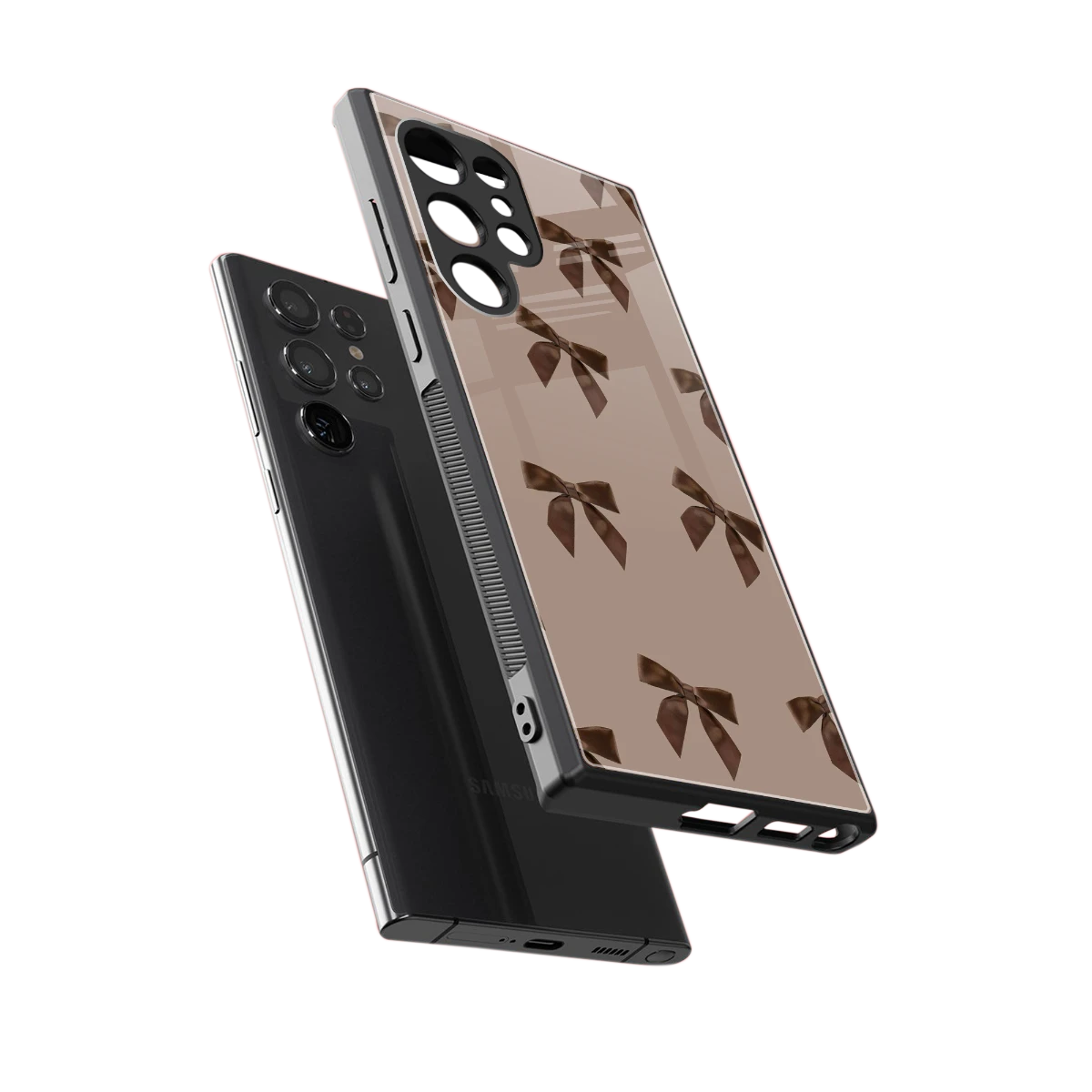 Brown Bow sleek samsung galaxy s24 ultra cover with tempered glass back and TPU edges