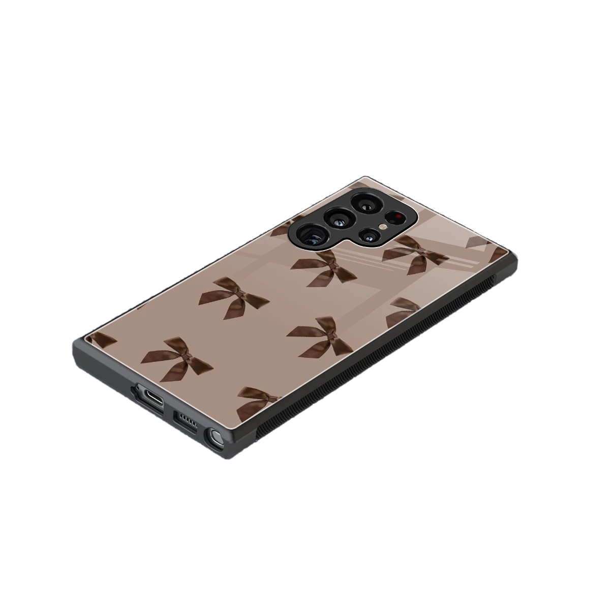 Brown Bow stylish phone case for samsung galaxy s24 ultra | glossy glass and slim fit