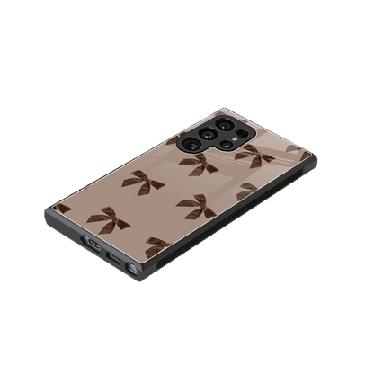 Brown Bow stylish phone case for samsung galaxy s24 ultra | glossy glass and slim fit