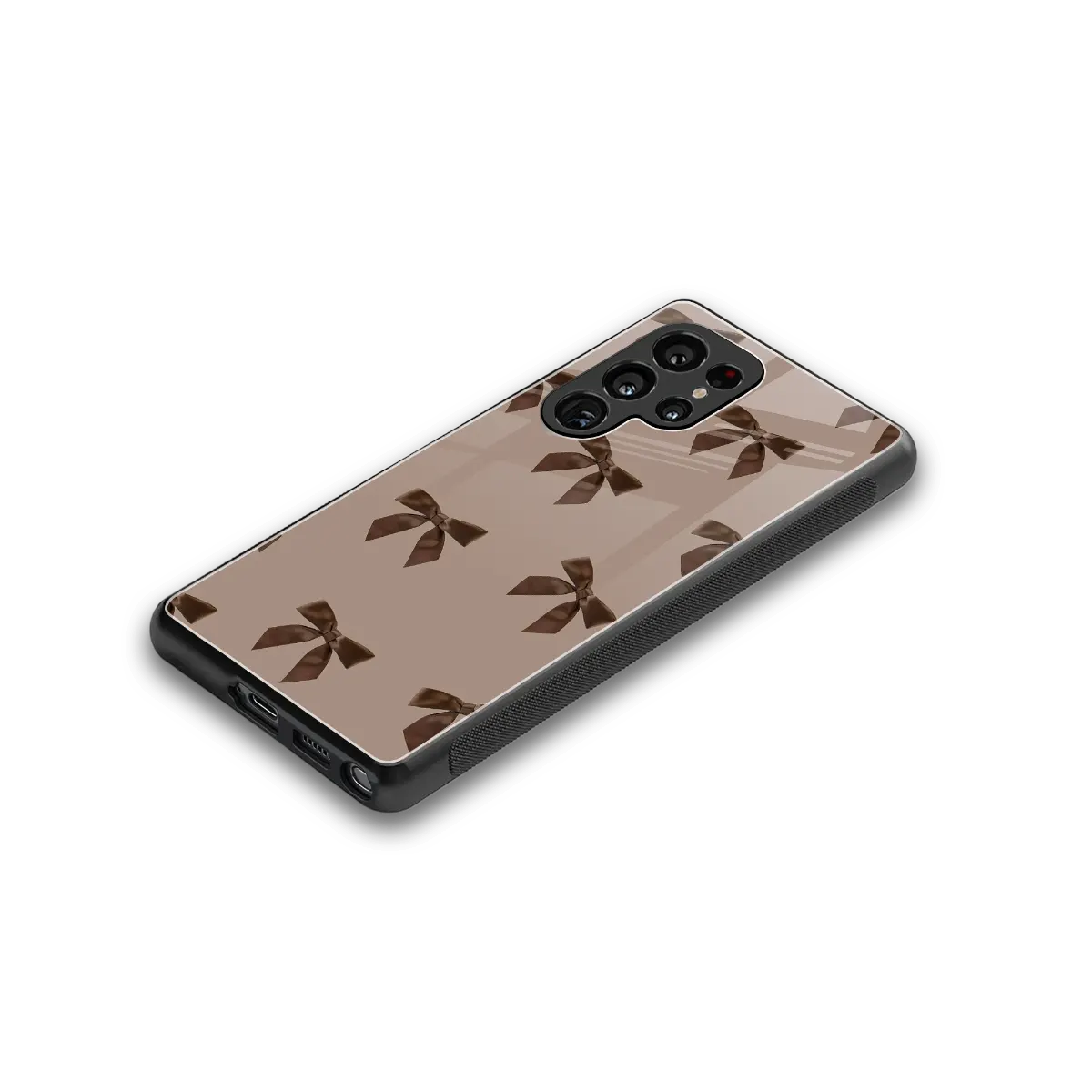 Brown Bow stylish phone case for samsung galaxy s26 ultra | glossy glass and slim fit