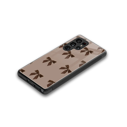 Brown Bow stylish phone case for samsung galaxy s26 ultra | glossy glass and slim fit