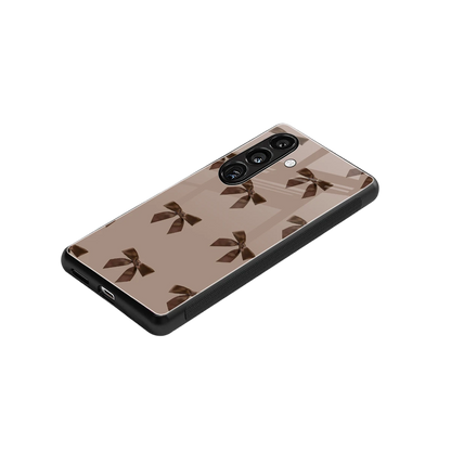 Brown Bow stylish phone case for samsung galaxy s24 | glossy glass and slim fit