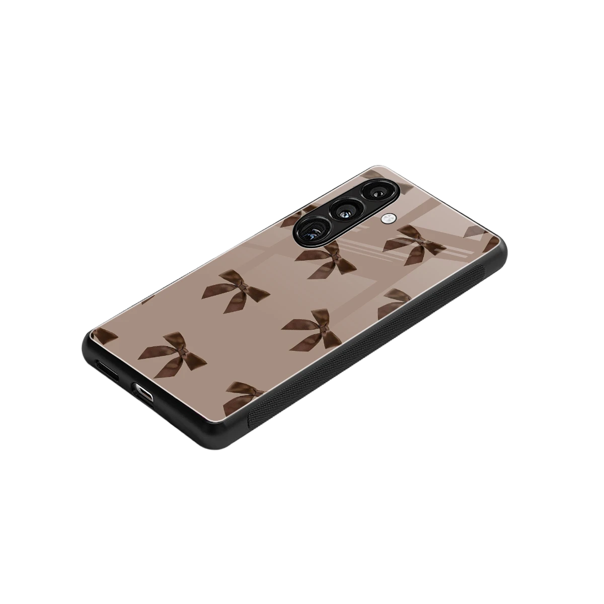 Brown Bow stylish phone case for samsung galaxy s26 | glossy glass and slim fit