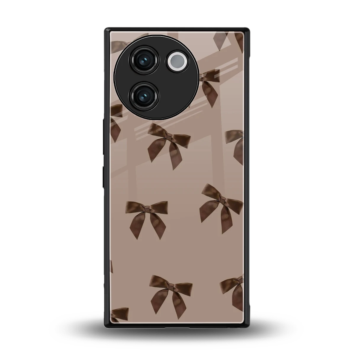 Brown Bow back phone cover | glass case for vivo v30e