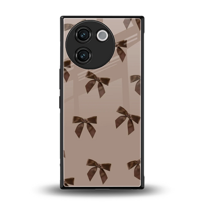Brown Bow back phone cover | glass case for vivo v30e