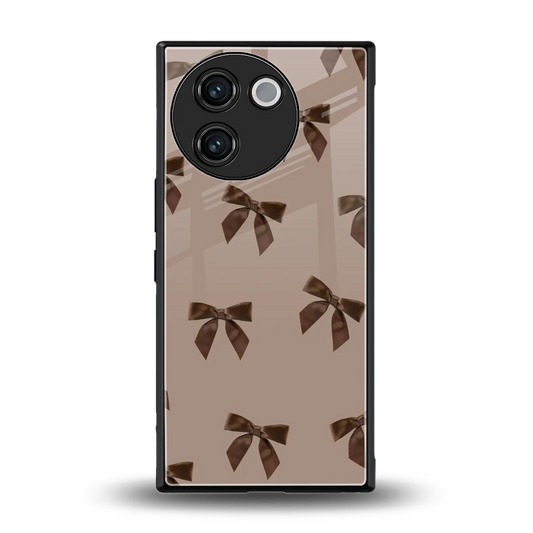 Brown Bow back phone cover | glass case for vivo v30e