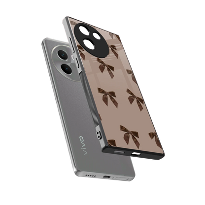 Brown Bow sleek vivo v30e cover with tempered glass back and TPU edges