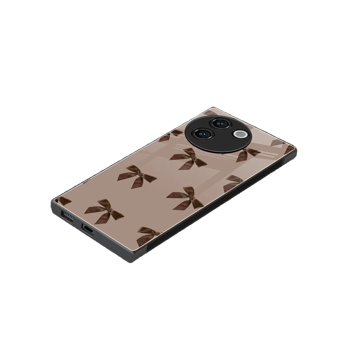 Brown Bow stylish phone case for vivo v30e | glossy glass and slim fit