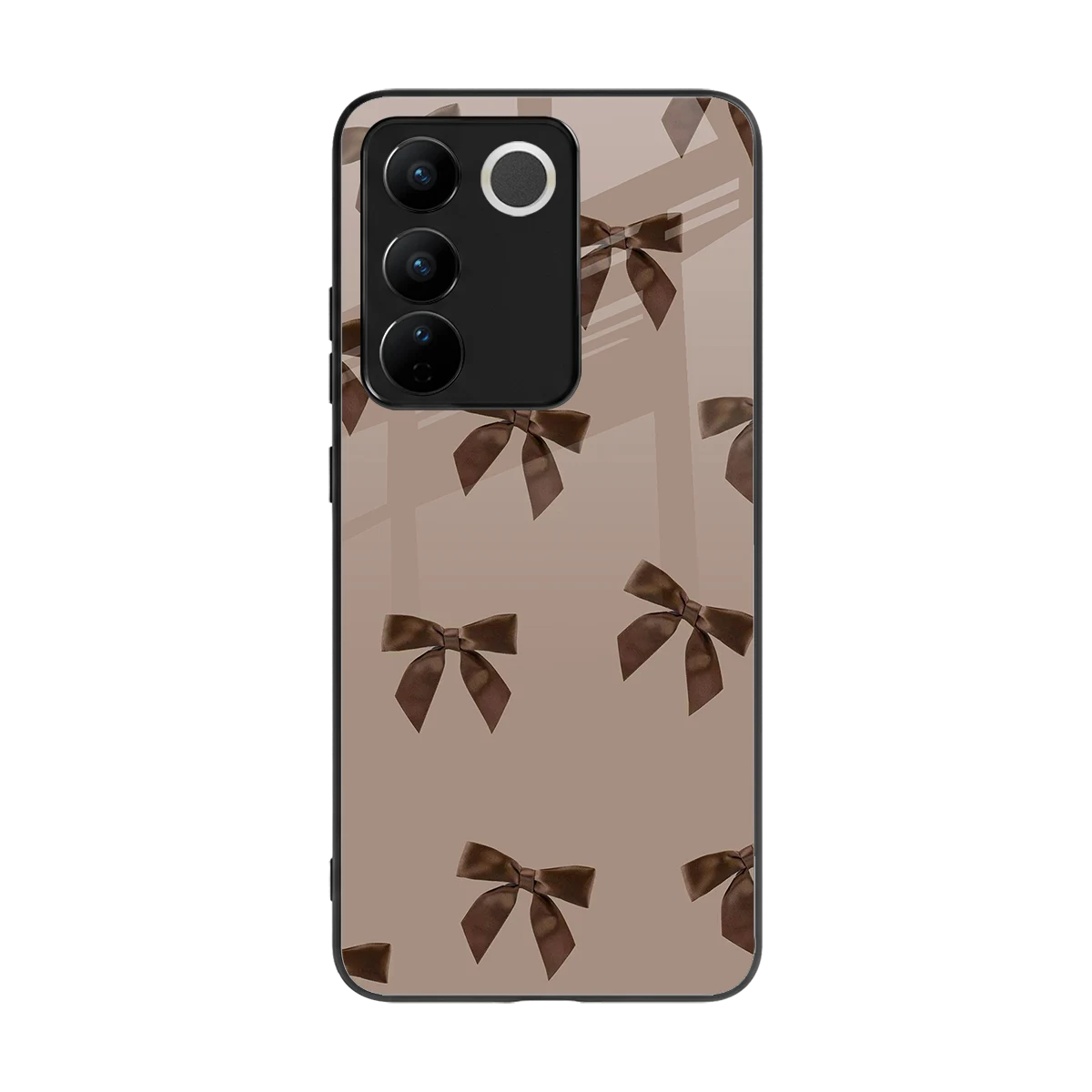 Brown Bow back phone cover | glass case for vivo v27 5g