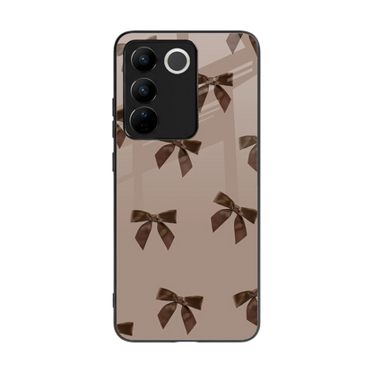 Brown Bow back phone cover | glass case for vivo v27 5g
