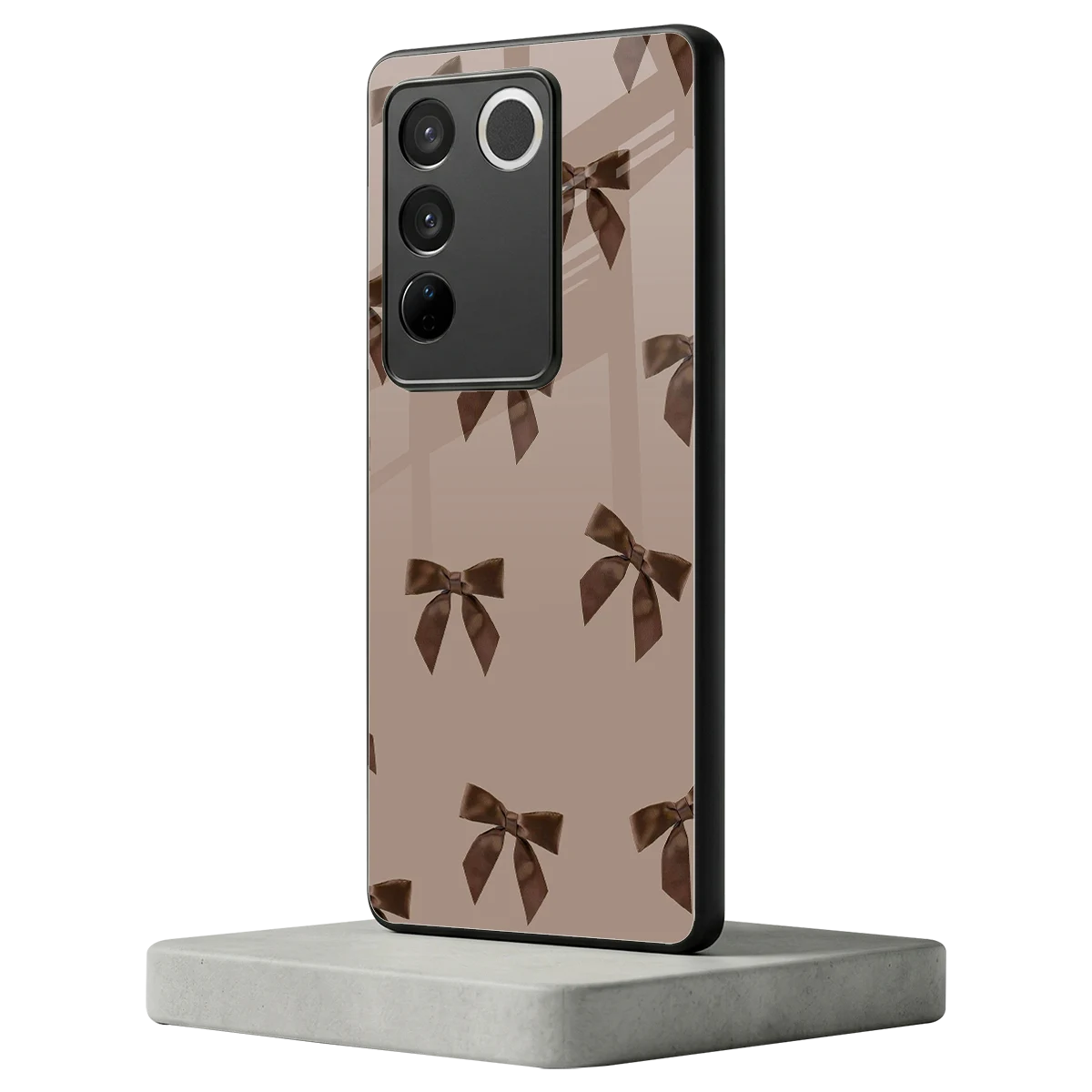 Brown Bow vivo v27 5g mobile cover | shockproof glass phone case