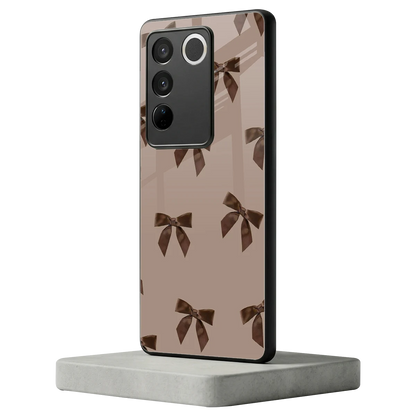 Brown Bow vivo v27 5g mobile cover | shockproof glass phone case
