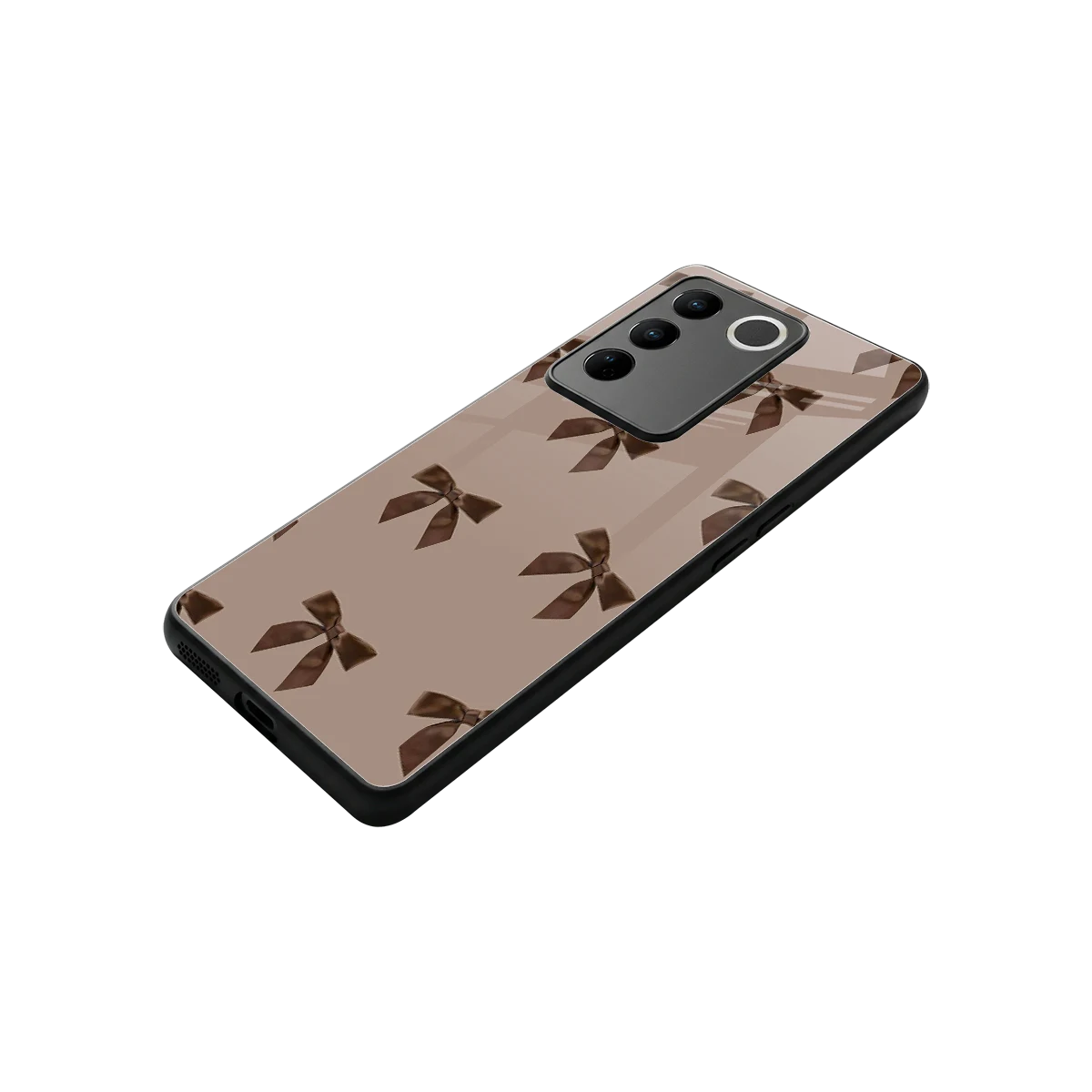 Brown Bow stylish phone case for vivo v27 5g | glossy glass and slim fit