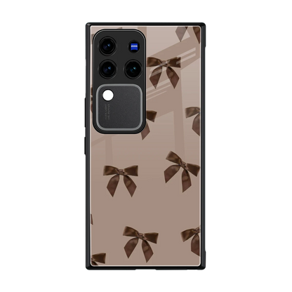 Brown Bow back phone cover | glass case forvivo v30 pro