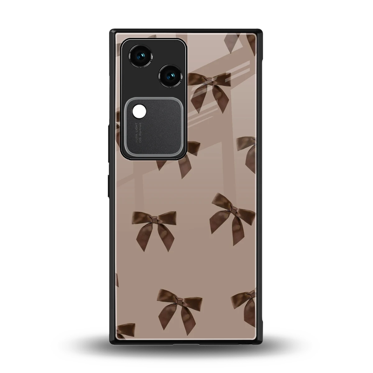 Brown Bow back phone cover | glass case for vivo v30