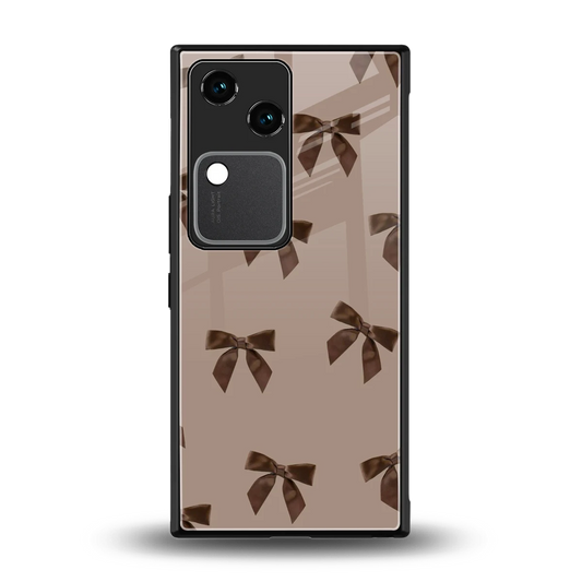 Brown Bow back phone cover | glass case for vivo v30