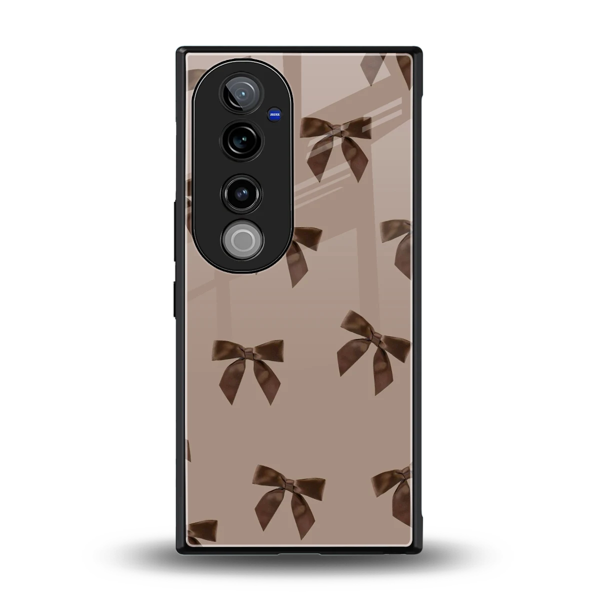 Brown Bow back phone cover | glass case for vivo v40 pro