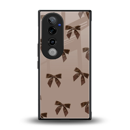 Brown Bow back phone cover | glass case for vivo v40 pro