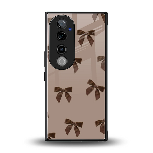 Brown Bow back phone cover | glass case for vivo v40 pro