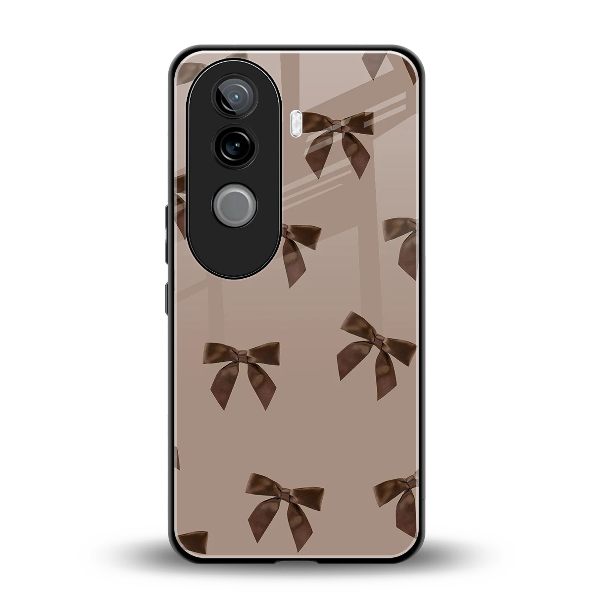 Brown Bow back phone cover | glass case for vivo v40e