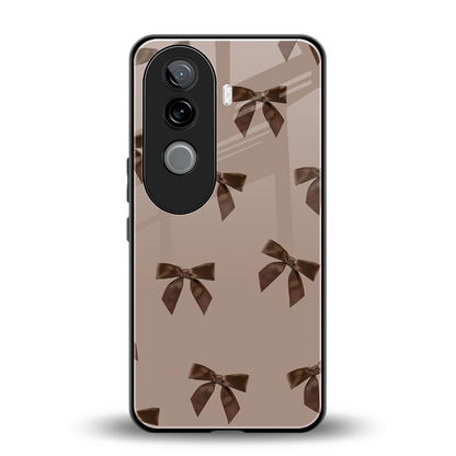 Brown Bow back phone cover | glass case for vivo v40e