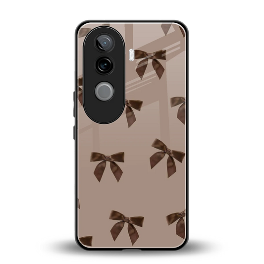 Brown Bow back phone cover | glass case for vivo v40e