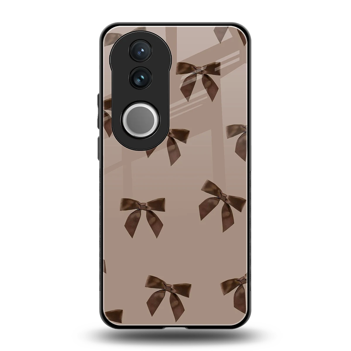 Brown Bow back phone cover | glass case for vivo v50