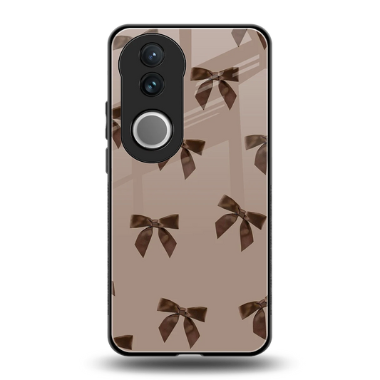 Brown Bow back phone cover | glass case for vivo v50