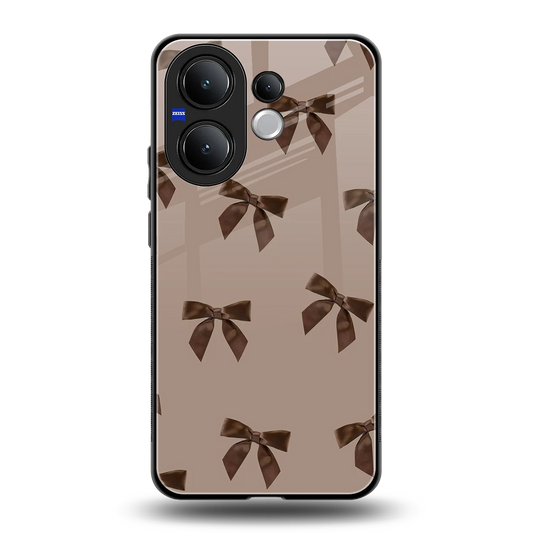 Brown Bow back phone cover | glass case for vivo v60