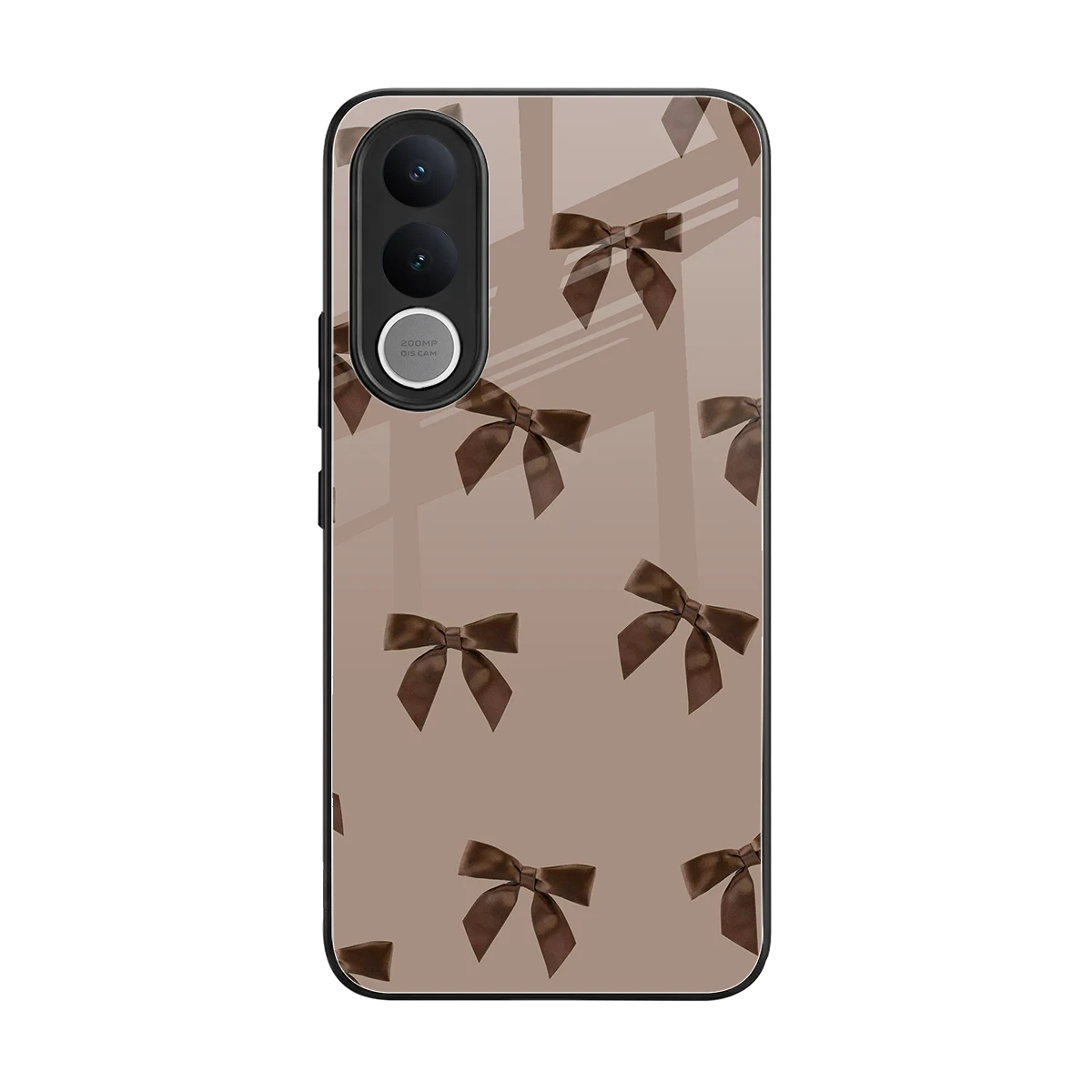 Brown Bow back phone cover | glass case for vivo v70 fe
