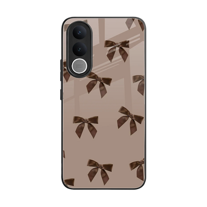 Brown Bow back phone cover | glass case for vivo v70 fe
