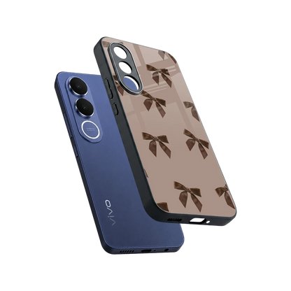 Brown Bow sleek vivo v70 fe cover with tempered glass back and TPU edges